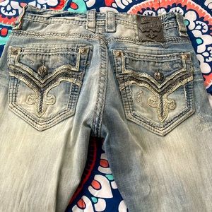 Rock Revival Phoenix StraightLight Blue size 31 Inseam 33 Embelished